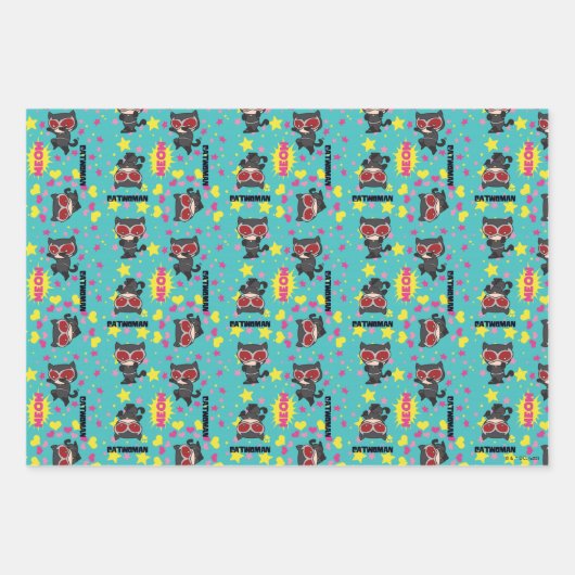 Chibi Catwoman Pattern Geschenkpapier Set (Vorderseite 2)