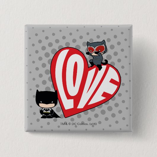 Chibi Catwoman Pounce über Batman Button (Vorderseite)