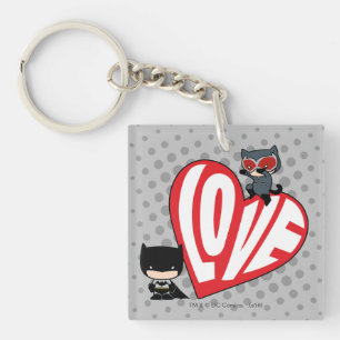 Chibi Catwoman Pounce über Batman Schlüsselanhänger