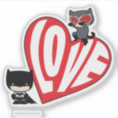 Chibi Catwoman Pounce zu Batman Aufkleber (Vorderseite)