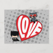 Chibi Catwoman Pounce zu Batman Postkarte (Vorderseite)