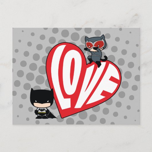 Chibi Catwoman Pounce zu Batman Postkarte (Vorderseite)