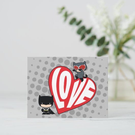 Chibi Catwoman Pounce zu Batman Postkarte (Stehend Vorderseite)