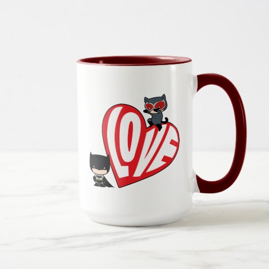 Chibi Catwoman Pounce zu Batman Tasse (Rechts)