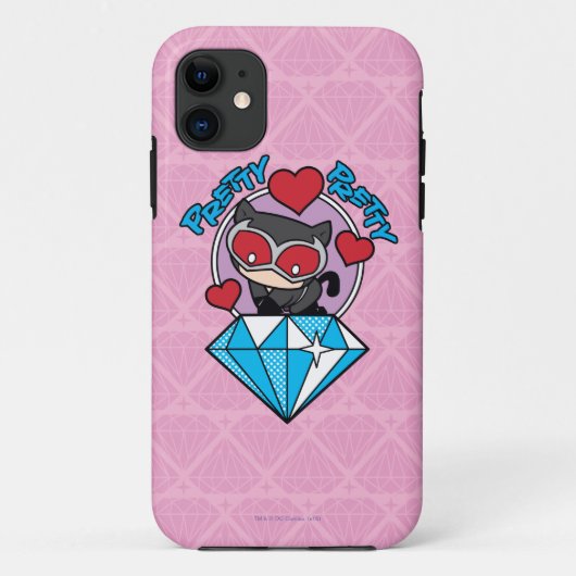Chibi Catwoman sitzt oben auf großen Diamanten Case-Mate iPhone Hülle (Rückseite)