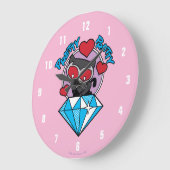 Chibi Catwoman sitzt oben auf großen Diamanten Große Wanduhr (Winkel)