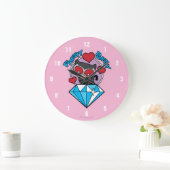 Chibi Catwoman sitzt oben auf großen Diamanten Große Wanduhr (Zuhause)