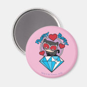 Chibi Catwoman sitzt oben auf großen Diamanten Magnet (Vorderseite/Rückseite)