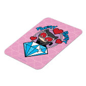 Chibi Catwoman sitzt oben auf großen Diamanten Magnet (Linke Seite)
