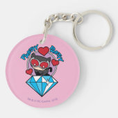 Chibi Catwoman sitzt oben auf großen Diamanten Schlüsselanhänger (Rückseite)