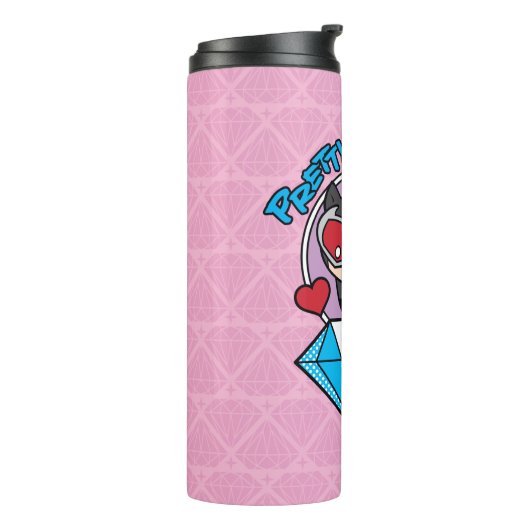 Chibi Catwoman sitzt oben auf großen Diamanten Thermosbecher (Nach links gedreht)