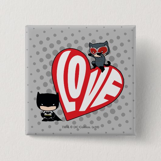 Chibi Catwoman springt auf Batman Button (Vorderseite)