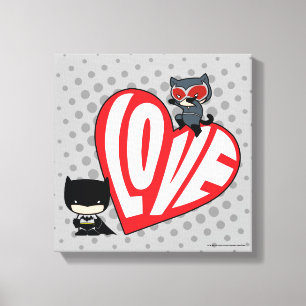 Chibi Catwoman springt auf Batman Leinwanddruck