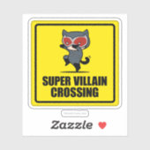 Chibi Catwoman Super Villain Crossing Sign Aufkleber (Blatt)