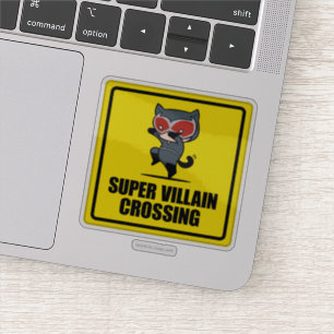 Chibi Catwoman Super Villain Crossing Sign Aufkleber