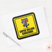 Chibi Catwoman Super Villain Crossing Sign Quadratischer Aufkleber (Umschlag)