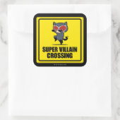 Chibi Catwoman Super Villain Crossing Sign Quadratischer Aufkleber (Tasche)