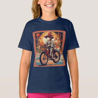Chibi Charakter Männer Reiten Fahrrad gedruckte Ki T-Shirt