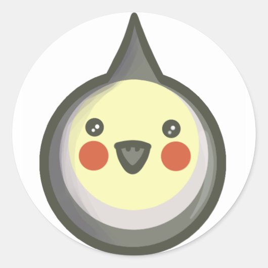 Chibi Cockatiel Runder Aufkleber (Vorderseite)