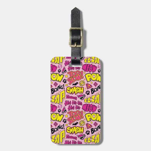 Chibi-Comic-Phrasen und Logos-Muster Gepäckanhänger (Vorderseite vertikal)