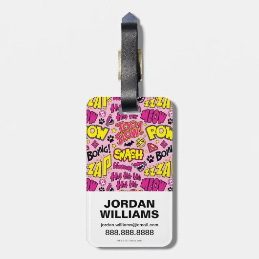 Chibi-Comic-Phrasen und Logos-Muster Gepäckanhänger (Rückseite vertikal)