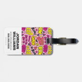 Chibi-Comic-Phrasen und Logos-Muster Gepäckanhänger (Rückseite horizontal)
