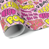 Chibi-Comic-Phrasen und Logos-Muster Geschenkpapier (Rolleneckpunkt)