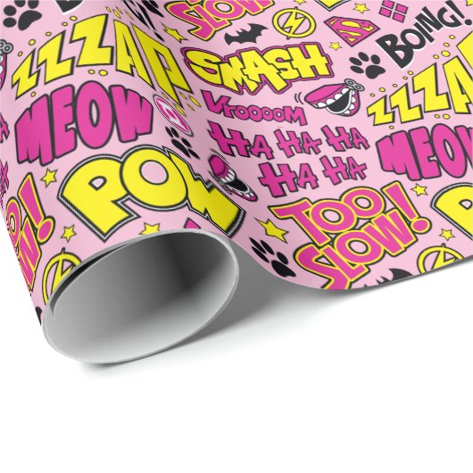 Chibi-Comic-Phrasen und Logos-Muster Geschenkpapier (Rolleneckpunkt)