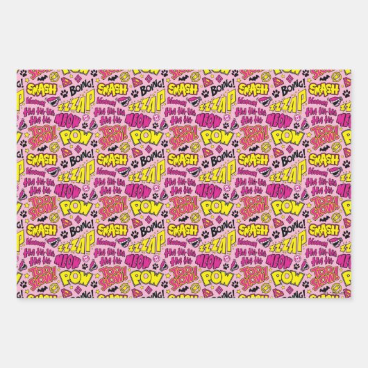 Chibi-Comic-Phrasen und Logos-Muster Geschenkpapier Set (Vorderseite 3)