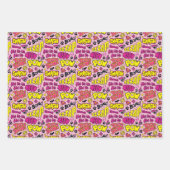 Chibi-Comic-Phrasen und Logos-Muster Geschenkpapier Set (Vorderseite 2)