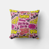 Chibi-Comic-Phrasen und Logos-Muster Kissen (Vorderseite)