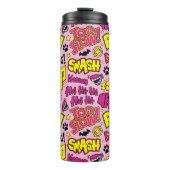 Chibi-Comic-Phrasen und Logos-Muster Thermosbecher (Vorderseite)