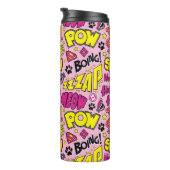 Chibi-Comic-Phrasen und Logos-Muster Thermosbecher (Nach rechts gedreht)