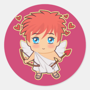 Chibi Cupid Runder Aufkleber