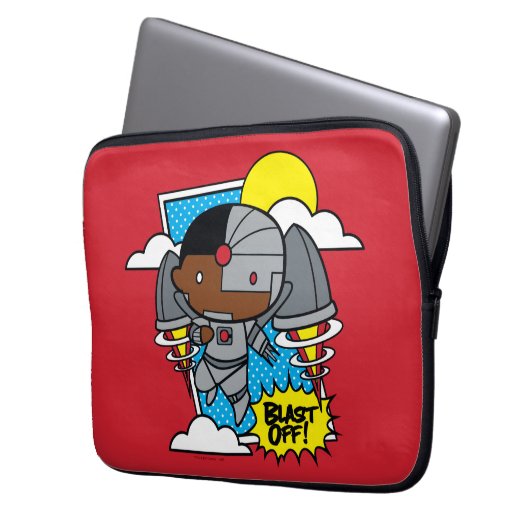 Chibi Cyborg blast ab! Laptopschutzhülle (Vorderseite Links)