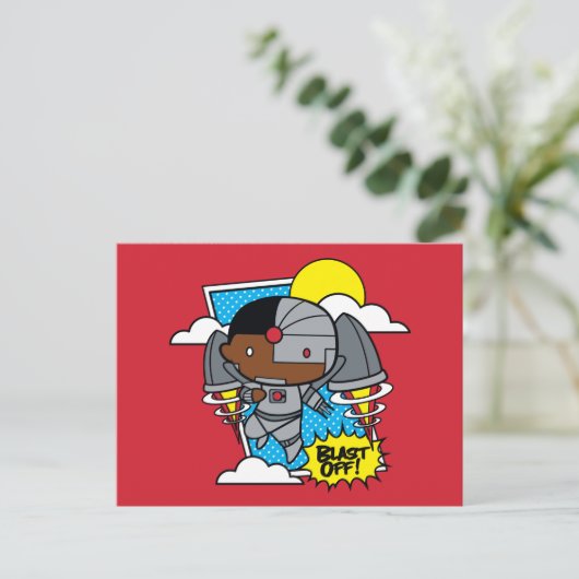 Chibi Cyborg blast ab! Postkarte (Stehend Vorderseite)