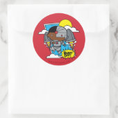 Chibi Cyborg blast ab! Runder Aufkleber (Tasche)