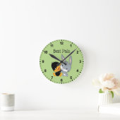 Chibi DAFFY DUCK™ & BUGS BUNNY™ Runde Wanduhr (Zuhause)
