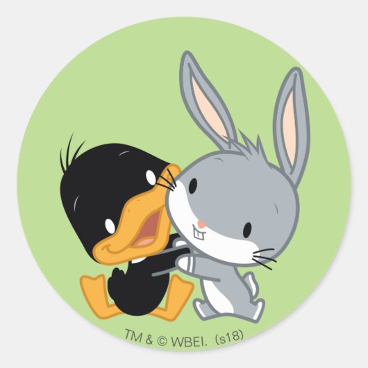 Chibi DAFFY DUCK™ & BUGS BUNNY™ Runder Aufkleber (Vorderseite)