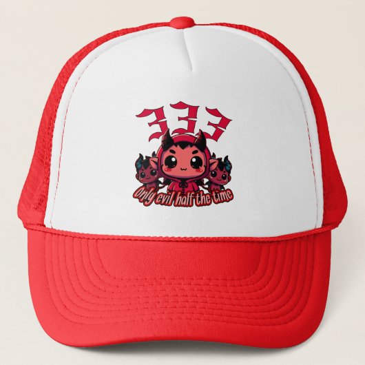 Chibi Devil - 333 Nur böse Hälfte der Zeit Truckerkappe (Vorderseite)