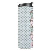 Chibi Dotty Teacup Stack Pink und Blau Thermosbecher (Nach links gedreht)