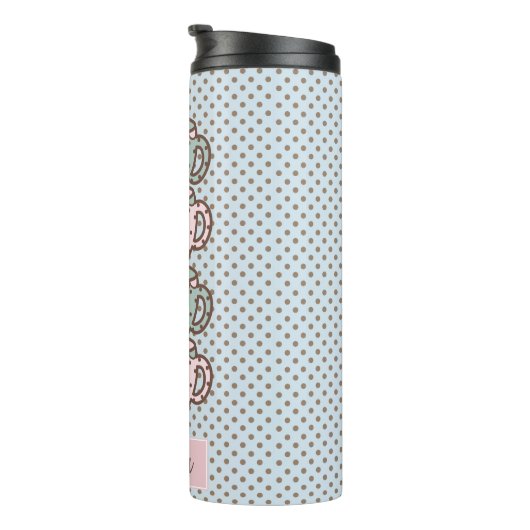 Chibi Dotty Teacup Stack Pink und Blau Thermosbecher (Nach rechts gedreht)