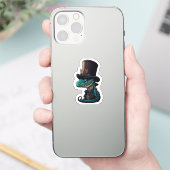 Chibi Dragon in einem Top Hat Aufkleber (Telefon)