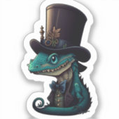Chibi Dragon in einem Top Hat Aufkleber (Vorderseite)