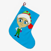 Chibi elf großer weihnachtsstrumpf (Vorderansicht (hängend))