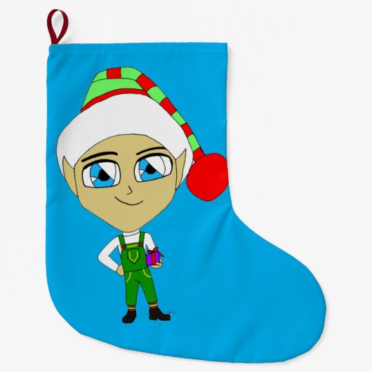 Chibi elf großer weihnachtsstrumpf (Vorderseite)