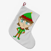 Chibi-Elf-Taste Großer Weihnachtsstrumpf (Vorderansicht (hängend))
