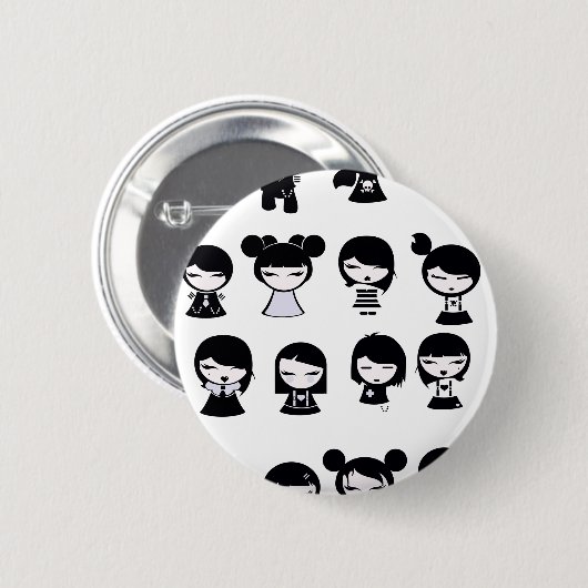 Chibi Emo Goth Button (Vorne & Hinten)