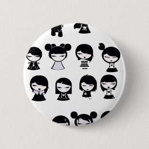 Chibi Emo Goth Button