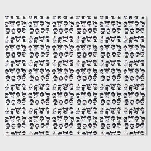 Chibi Emo Goth Geschenkpapier (Flach)